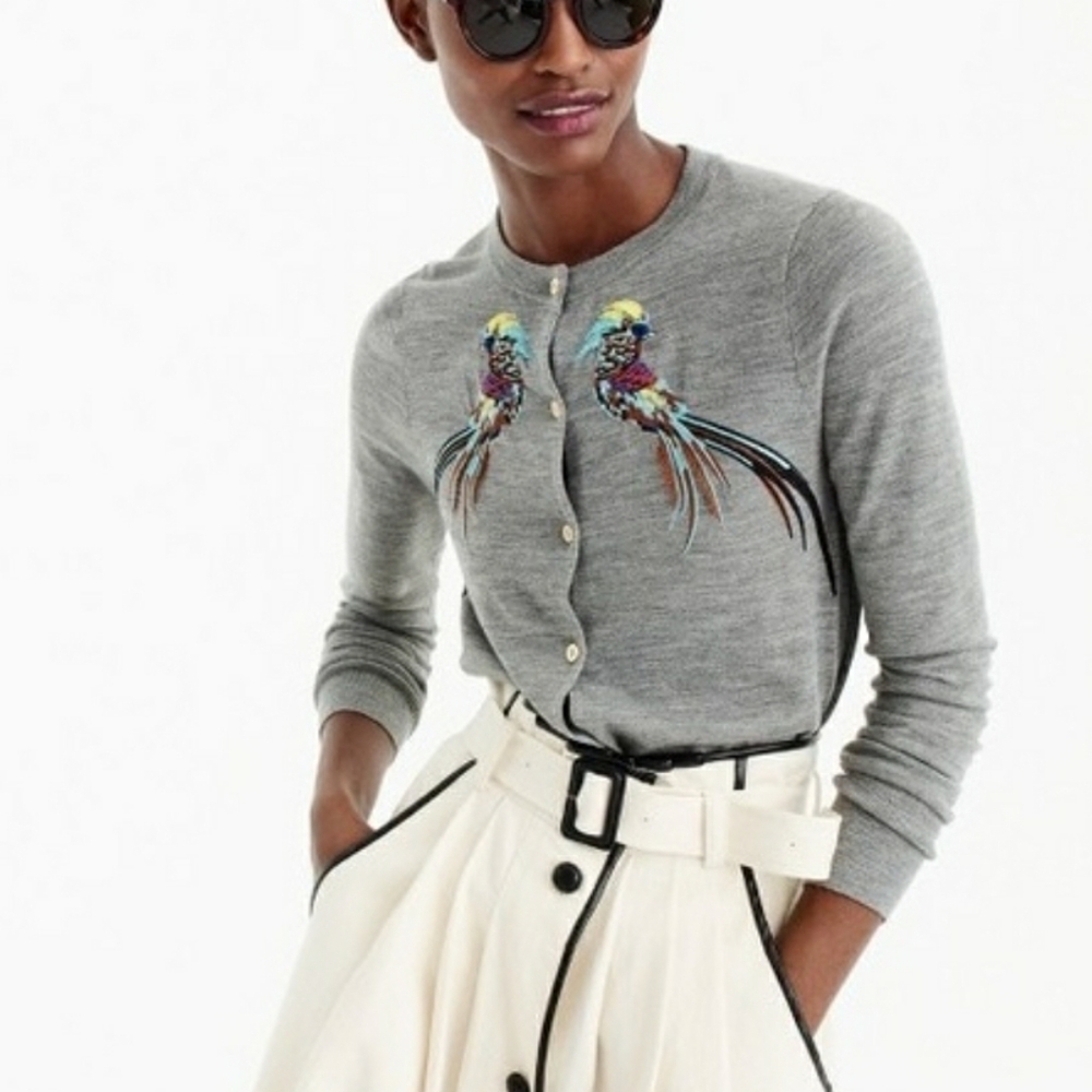 J. CREW Merino Wool Jackie Sweater Pheasant Bird